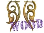 Tribal Wooden Hippy Earrings Exotic Handmade Tantra Curls Design