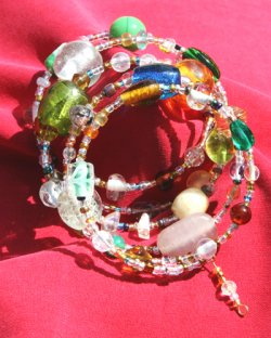 Beaded wire wrap bracelets of Jewelry By Joy at Beachcombers Bazaar.