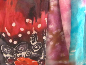 Batik silk scarves by famed Indian artist Shalini Tandon in Orlando FL.