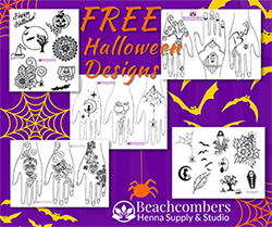 Free henna designs: Spooky Halloween Mehndi Designs.